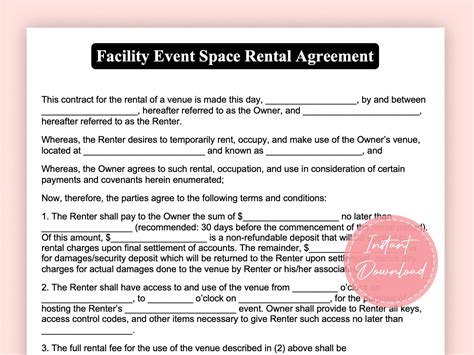 Wedding Venue Contract Template Elegant event Space Rental Contract Template Blogihrvati